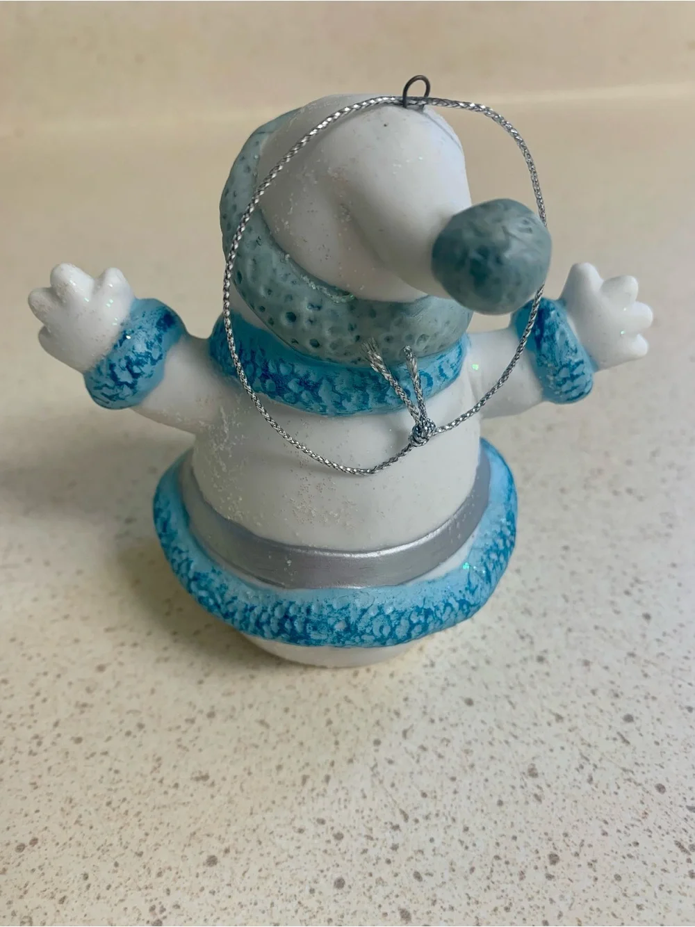 Festive Blue, White & Silver Snowman Ornament Set of 4 - Home Holiday